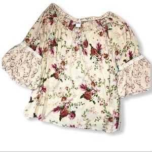 Boho Crepe Top With Bell Sleeves